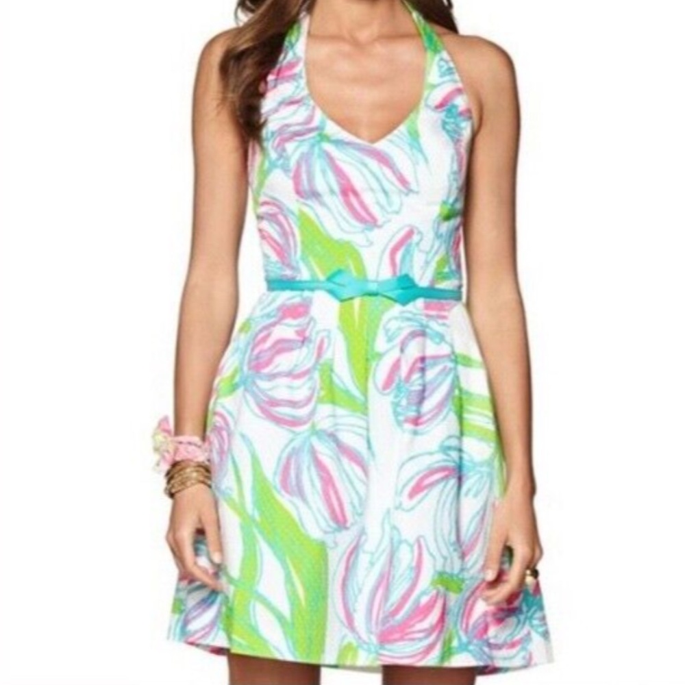 $198 Lilly Pulitzer Ross Halter Dress Ring the Bellboy 74769 Sz 10